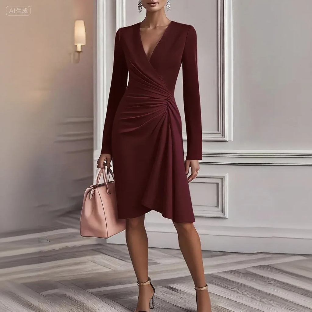 Elegant V-Neck Midi Dress
