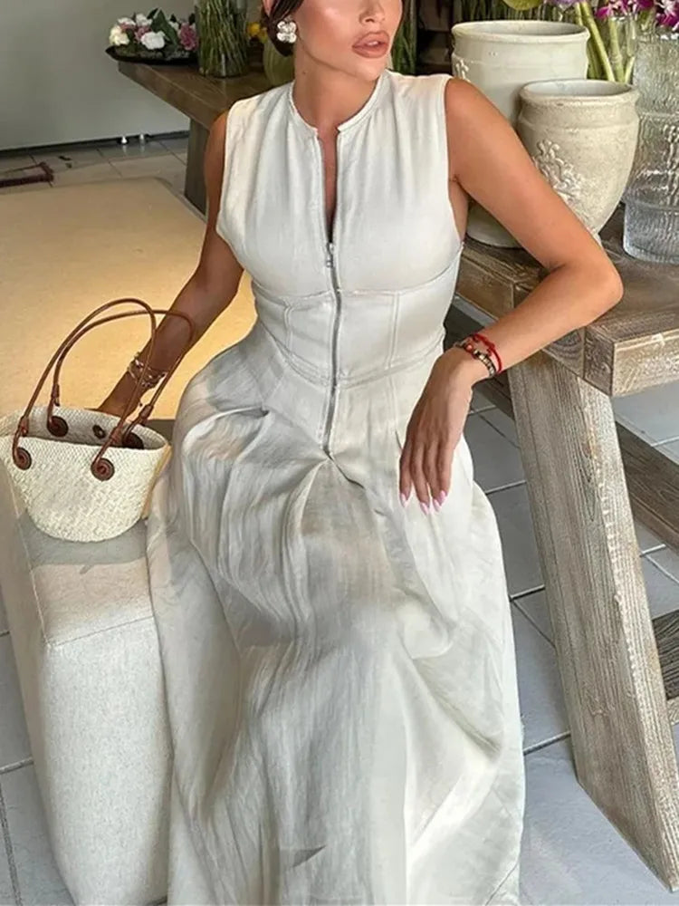 Elegant Sleeveless Midi Dress