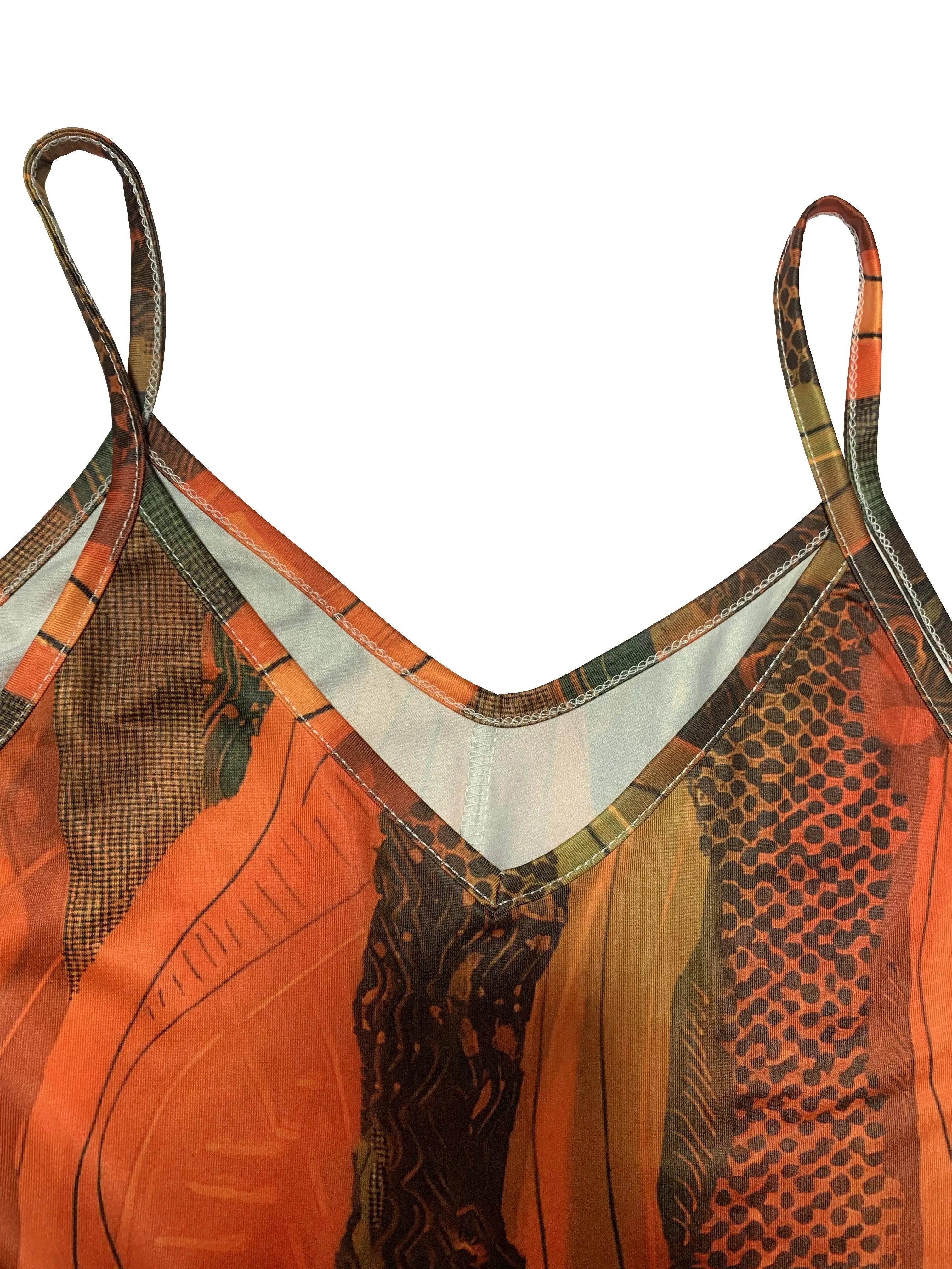 Vibrant Summer Dress with Spaghetti Straps