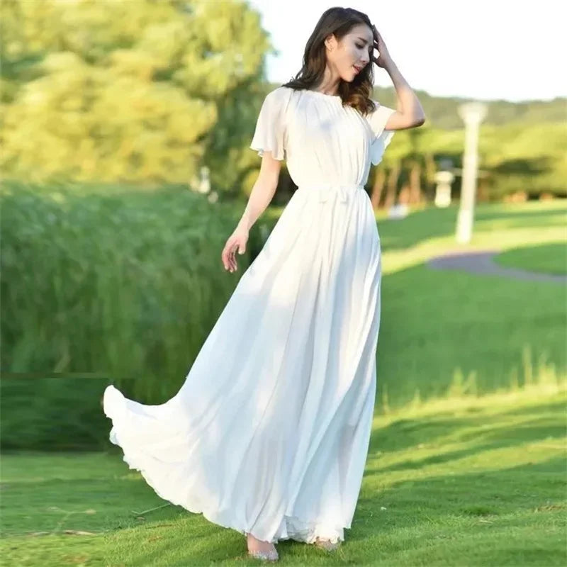 Elegant Women's Extra Long Summer Chiffon DresS